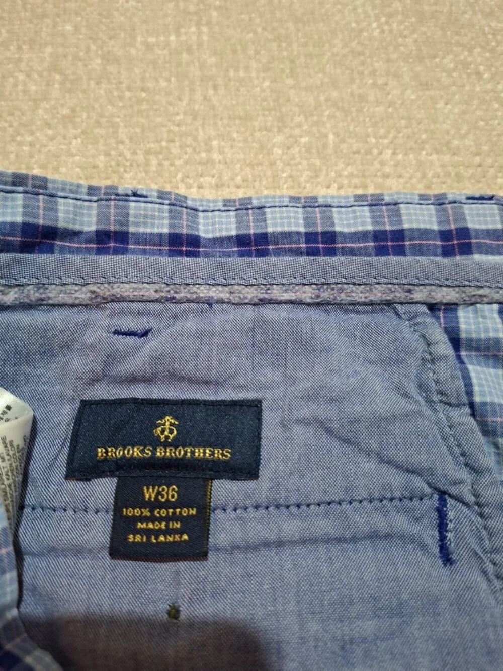 Brooks Brothers Blue Plaid Cotton Golf Shorts Men's 36